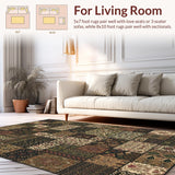 Ultra Soft Area Rug, Non Slip, Stain Resistant, Washable Area Rugs for Living Room, Bedroom, Stylish Colorful Trellis Motif(Brown)