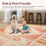 Ultra Soft Area Rug, Non Slip, Stain Resistant, Washable Area Rugs for Living Room, Bedroom, Boho Chic Area Geometric for Easy Cleaning(Orange)