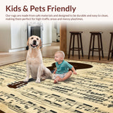 Ultra Soft Area Rug, Non Slip, Stain Resistant, Washable Area Rugs for Living Room, Bedroom, Acoustic Guitar Silhouette Music Themed Area Rug With Non Slip Backing(Black)
