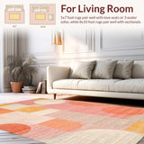 Ultra Soft Area Rug, Non Slip, Stain Resistant, Washable Area Rugs for Living Room, Bedroom, Chic Velvet-Look Rug with Artful Dot Matrix and Contemporary Peach Tones(Pink)