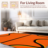 Ultra Soft Area Rug, Non Slip, Stain Resistant, Washable Area Rugs for Living Room, Bedroom, Bold Black Abstract Elements(Orange)