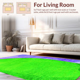 Ultra Soft Area Rug, Non Slip, Stain Resistant, Washable Area Rugs for Living Room, Bedroom, Watercolor Pattern Artistic Meditation Space Faux Fur Carpet(Green)