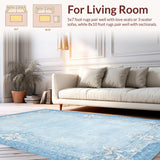 Ultra Soft Area Rug, Non Slip, Stain Resistant, Washable Area Rugs for Living Room, Bedroom, Sweet Ribbon Rug With Scalloped Edges Preppy Coquette Aesthetic Home Decor(Blue)