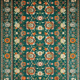 Ultra Soft Area Rug, Non Slip, Stain Resistant, Washable Area Rugs for Living Room, Bedroom, Lush Green Boho Artistry Pattern(Blue)