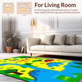 Ultra Soft Area Rug, Non Slip, Stain Resistant, Washable Area Rugs for Living Room, Bedroom, Colorful Volcano Road Map Design(Yellow)