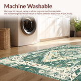 Ultra Soft Area Rug, Non Slip, Stain Resistant, Washable Area Rugs for Living Room, Bedroom, Rustic Minimalist Circular Aesthetic(Green)
