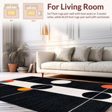 Ultra Soft Area Rug, Non Slip, Stain Resistant, Washable Area Rugs for Living Room, Bedroom, Sleek Earthy Ogee Motif(Black)