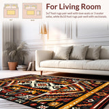 Ultra Soft Area Rug, Non Slip, Stain Resistant, Washable Area Rugs for Living Room, Bedroom, Rustic Southwestern Accent with Depth(Red)