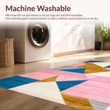 Ultra Soft Area Rug, Non Slip, Stain Resistant, Washable Area Rugs for Living Room, Bedroom, Colorful Modern Symmetrical Design(Pink)