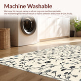 Ultra Soft Area Rug, Non Slip, Stain Resistant, Washable Area Rugs for Living Room, Bedroom, Abstract Floral Entrance With Minimalist Beige Black Design(Ivory)