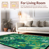 Ultra Soft Area Rug, Non Slip, Stain Resistant, Washable Area Rugs for Living Room, Bedroom, Whimsical Floral and Insect Fusion(Green)