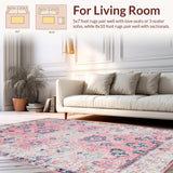 Ultra Soft Area Rug, Non Slip, Stain Resistant, Washable Area Rugs for Living Room, Bedroom, Modern Chic Abstract Motif(Pink)