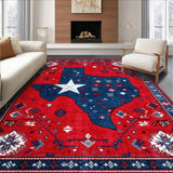 Ultra Soft Area Rug, Non Slip, Stain Resistant, Washable Area Rugs for Living Room, Bedroom, Vibrant Americana Textured Design(Red)