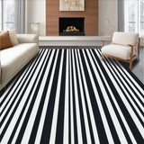 Ultra Soft Area Rug, Non Slip, Stain Resistant, Washable Area Rugs for Living Room, Bedroom, Chic Black and White Vertical Stripe Runner Rug for Trendy Interiors(Black)