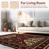Ultra Soft Area Rug, Non Slip, Stain Resistant, Washable Area Rugs for Living Room, Bedroom, Forest Lodge Pet-Friendly Entryway Rug Elk Design(Red)