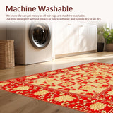 Ultra Soft Area Rug, Non Slip, Stain Resistant, Washable Area Rugs for Living Room, Bedroom, Vibrant Floral Radiance Motif(Red)