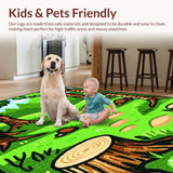Ultra Soft Area Rug, Non Slip, Stain Resistant, Washable Area Rugs for Living Room, Bedroom, Playful Camping Adventure Scene(Green)