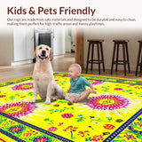 Ultra Soft Area Rug, Non Slip, Stain Resistant, Washable Area Rugs for Living Room, Bedroom, Bright Cheerful Radiant Composition(Yellow)