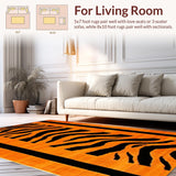 Ultra Soft Area Rug, Non Slip, Stain Resistant, Washable Area Rugs for Living Room, Bedroom, Rustic Orange and Black Textures(Orange)