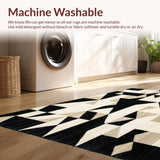 Ultra Soft Area Rug, Non Slip, Stain Resistant, Washable Area Rugs for Living Room, Bedroom, Bold Geometric Triangles in Monochrome Contrast(Beige)