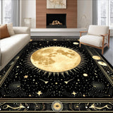 Ultra Soft Area Rug, Non Slip, Stain Resistant, Washable Area Rugs for Living Room, Bedroom, Celestial Harmony Yin Yang Motif(Gold)