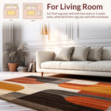 Ultra Soft Area Rug, Non Slip, Stain Resistant, Washable Area Rugs for Living Room, Bedroom, Boho Style Beige Non Shedding Slip Low Pile Modern(Brown)