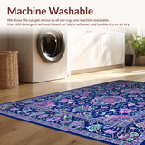 Ultra Soft Area Rug, Non Slip, Stain Resistant, Washable Area Rugs for Living Room, Bedroom, Rustic Multicolor Tapestry Vibe(Blue)