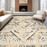 Ultra Soft Area Rug, Non Slip, Stain Resistant, Washable Area Rugs for Living Room, Bedroom, Rustic Warm Mocha Lattice Style(Beige)