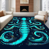 Ultra Soft Area Rug, Non Slip, Stain Resistant, Washable Area Rugs for Living Room, Bedroom, Ocean Depths Sea Beast Area Rug(Blue)