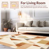 Modern Abstract Geometric Area with Earthy Brown and Beige Borders(Beige)