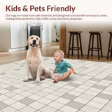 Checkered Midcentury Minimalist Area Beige Cream Hues(Beige)