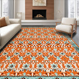 Ultra Soft Area Rug, Non Slip, Stain Resistant, Washable Area Rugs for Living Room, Bedroom, Luxurious Curved Trellis Composition(Orange)