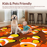 Ultra Soft Area Rug, Non Slip, Stain Resistant, Washable Area Rugs for Living Room, Bedroom, Cheerful Modern Aquatic Illustration(Orange)