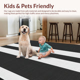 Ultra Soft Area Rug, Non Slip, Stain Resistant, Washable Area Rugs for Living Room, Bedroom, Stylish Black and White Rug:  Minimalist Geometric Design(Black)