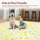 Ultra Soft Area Rug, Non Slip, Stain Resistant, Washable Area Rugs for Living Room, Bedroom, Lively Floral Patterned Decor(Yellow)