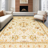Ultra Soft Area Rug, Non Slip, Stain Resistant, Washable Area Rugs for Living Room, Bedroom, Elegant Earthy Floral Motif(Beige)