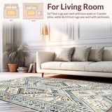 Ultra Soft Area Rug, Non Slip, Stain Resistant, Washable Area Rugs for Living Room, Bedroom, Modern Patterned Grey Harmony(Beige)