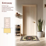 Ultra Soft Area Rug, Non Slip, Stain Resistant, Washable Area Rugs for Living Room, Bedroom, Sophisticated Multicolored Artful Motif(Black)