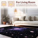 Ultra Soft Area Rug, Non Slip, Stain Resistant, Washable Area Rugs for Living Room, Bedroom, Colorful Night Sky Aesthetic(Purple)