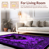 Ultra Soft Area Rug, Non Slip, Stain Resistant, Washable Area Rugs for Living Room, Bedroom, Gothic Cat Skull Aesthetic(Purple)