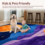 Ultra Soft Area Rug, Non Slip, Stain Resistant, Washable Area Rugs for Living Room, Bedroom, Dynamic Nebula Inspired Design(Orange)