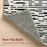 Ultra Soft Area Rug, Non Slip, Stain Resistant, Washable Area Rugs for Living Room, Bedroom, Urban Classic Striped Rug Parallel Lines Graphic Pattern Chic Monochrome Design(Gray)