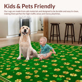 Ultra Soft Area Rug, Non Slip, Stain Resistant, Washable Area Rugs for Living Room, Bedroom, Rustic Four-Leaf Clover Motif(Green)