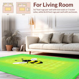 Ultra Soft Area Rug, Non Slip, Stain Resistant, Washable Area Rugs for Living Room, Bedroom, Artful Outdoor Floral Concept(Green)