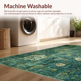 Ultra Soft Area Rug, Non Slip, Stain Resistant, Washable Area Rugs for Living Room, Bedroom, Boho Garden Rug(Blue)