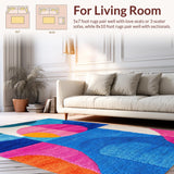 Ultra Soft Area Rug, Non Slip, Stain Resistant, Washable Area Rugs for Living Room, Bedroom, Vibrant Abstract Living Room Non-Shedding Area Rug(Blue)