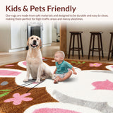 Ultra Soft Area Rug, Non Slip, Stain Resistant, Washable Area Rugs for Living Room, Bedroom, Cozy Nature-Inspired Bunny Artwork(Brown)