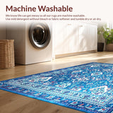 Ultra Soft Area Rug, Non Slip, Stain Resistant, Washable Area Rugs for Living Room, Bedroom, 平織 tribal 地毯 精緻幾何圖案 時尚家居地毯(Blue)