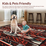 Ultra Soft Area Rug, Non Slip, Stain Resistant, Washable Area Rugs for Living Room, Bedroom, Abstract Tribal(Red)