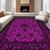 Ultra Soft Area Rug, Non Slip, Stain Resistant, Washable Area Rugs for Living Room, Bedroom, Vintage Scroll Flourish Aesthetic(Purple)